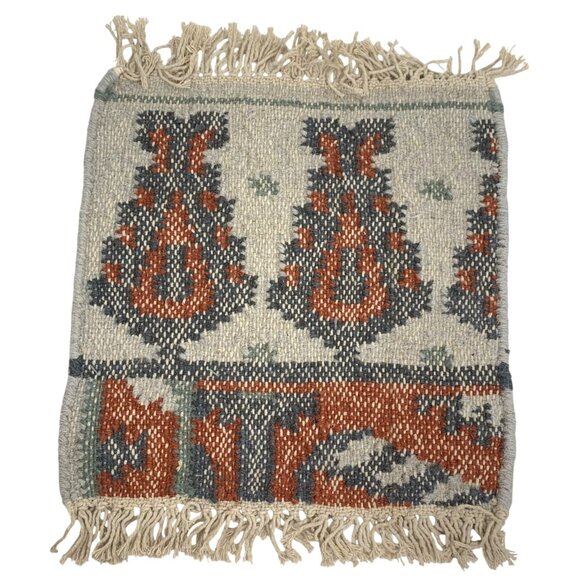 Montane Tapestry Wool Blend Rug SAMPLE / Placemat Handmade in India 15.5"x12.5" - Picture 1 of 3